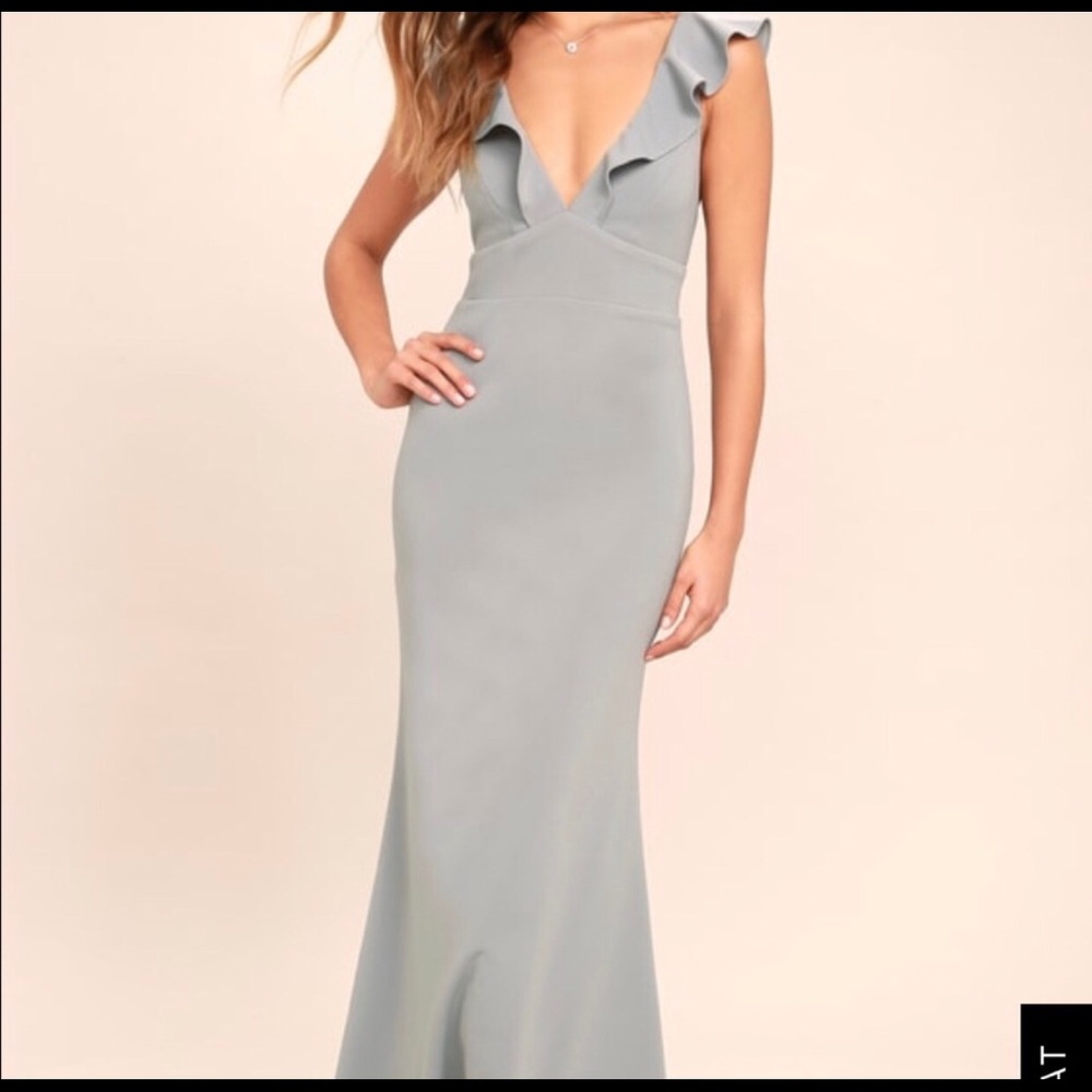 Long pale blue/grey formal Lulus dress